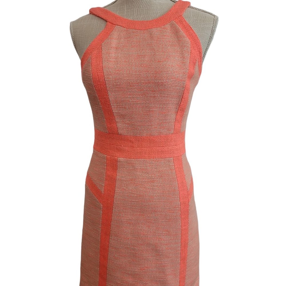 Milly Coral Orange Tweed Woven Lined Mini Dress Size 0 - Picture 2 of 14